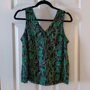 A New Day black with green floral print top